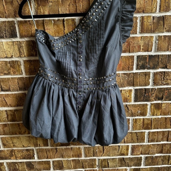 Double Zero Gray Studded Top - Picture 2 of 5